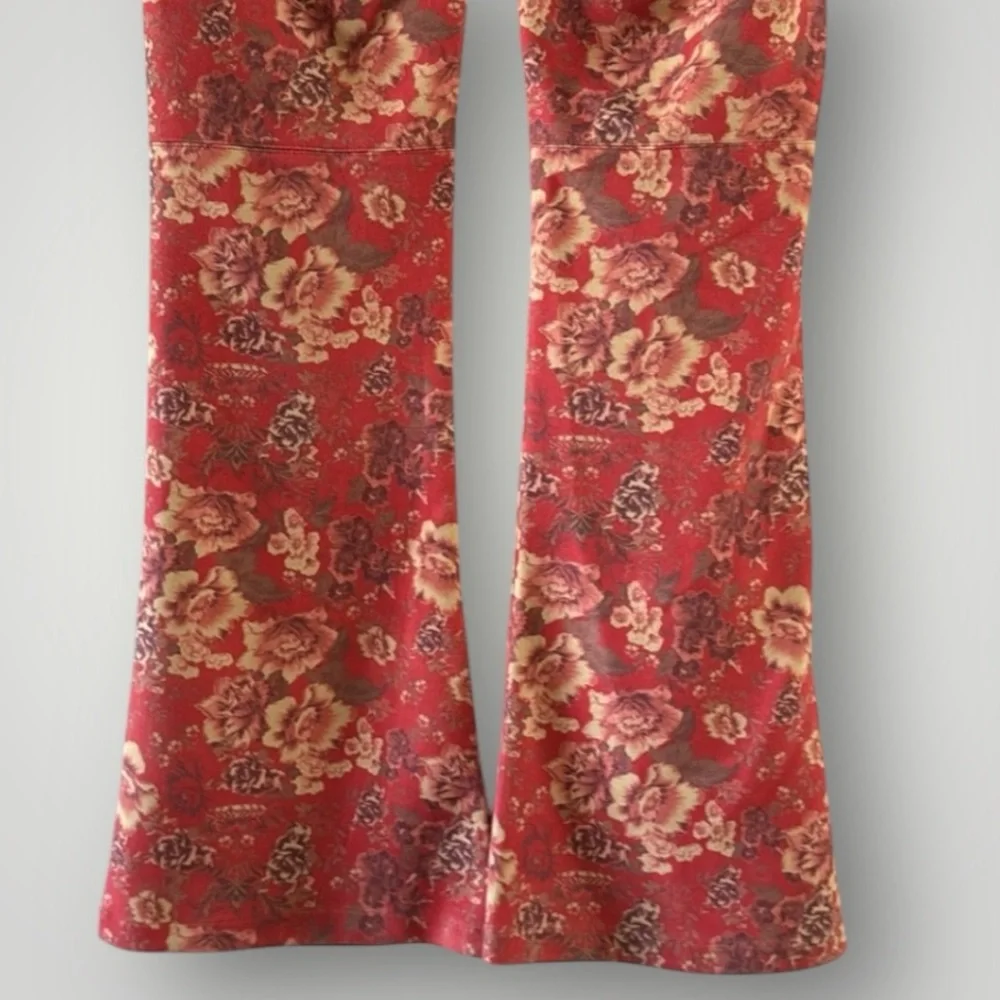 Free People Red Floral Boot Cut Pants